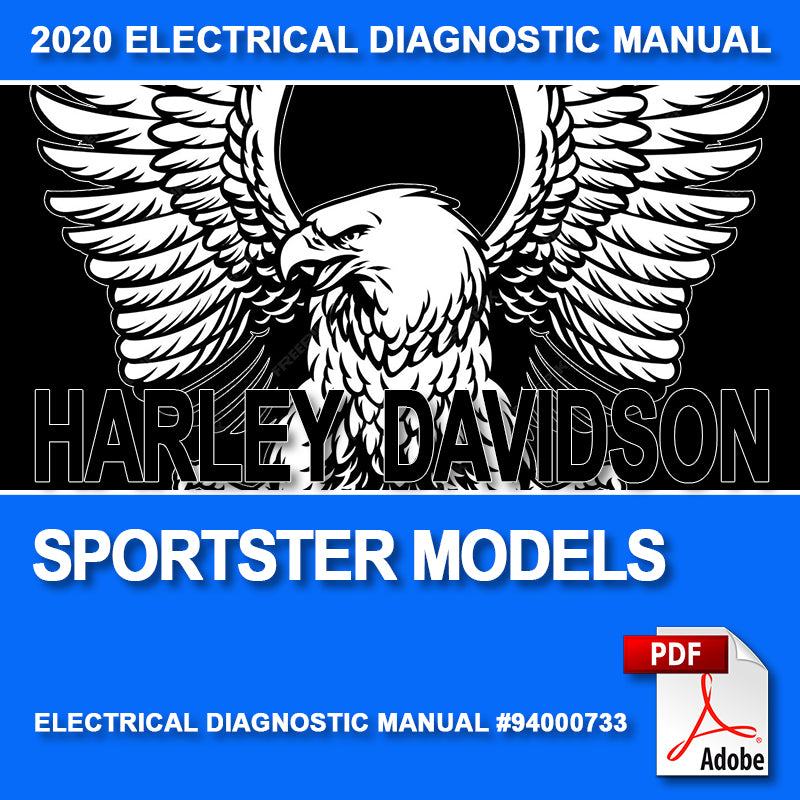 Harley Davidson Sportster Models Electrical Diagnostic Manual cover with eagle logo and Adobe PDF icon.