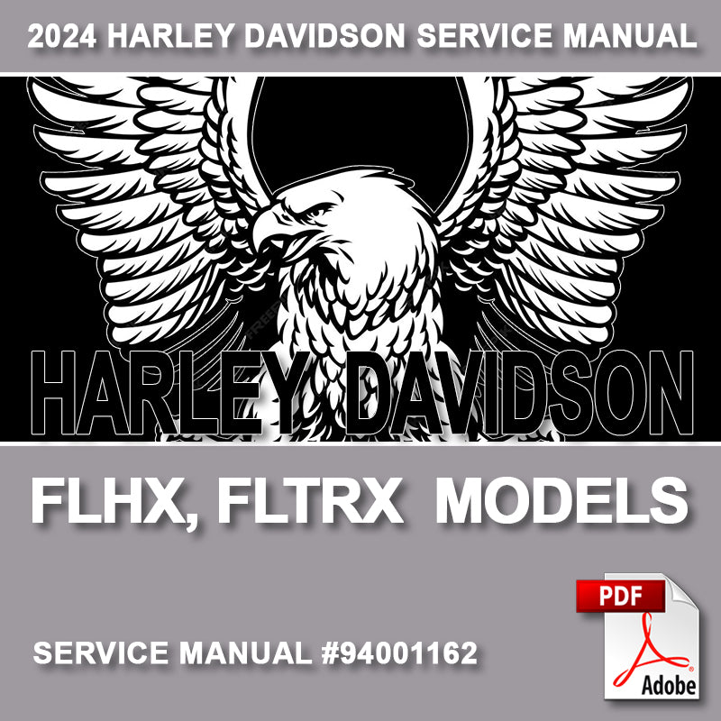 Harley Davidson service manual cover with an eagle logo on a gray background