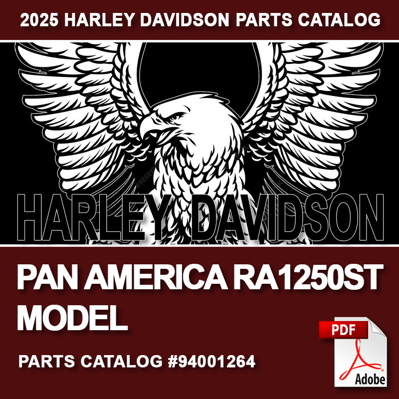 Harley Davidson parts catalog cover with an eagle logo and model information.
