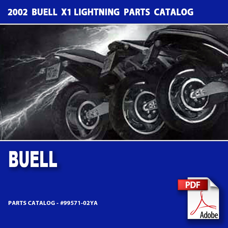 Buell X1 Lightning parts catalog cover with motorcycle image and Adobe PDF logo.