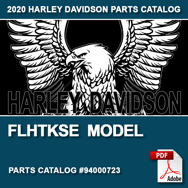 Harley Davidson parts catalog cover with eagle logo and PDF icon