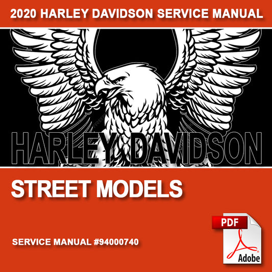 Harley Davidson service manual cover with eagle logo and Adobe PDF icon