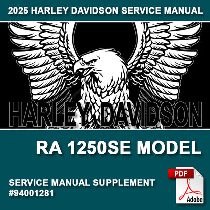 Harley Davidson RA 1250SE Model service manual supplement with eagle logo on a green background